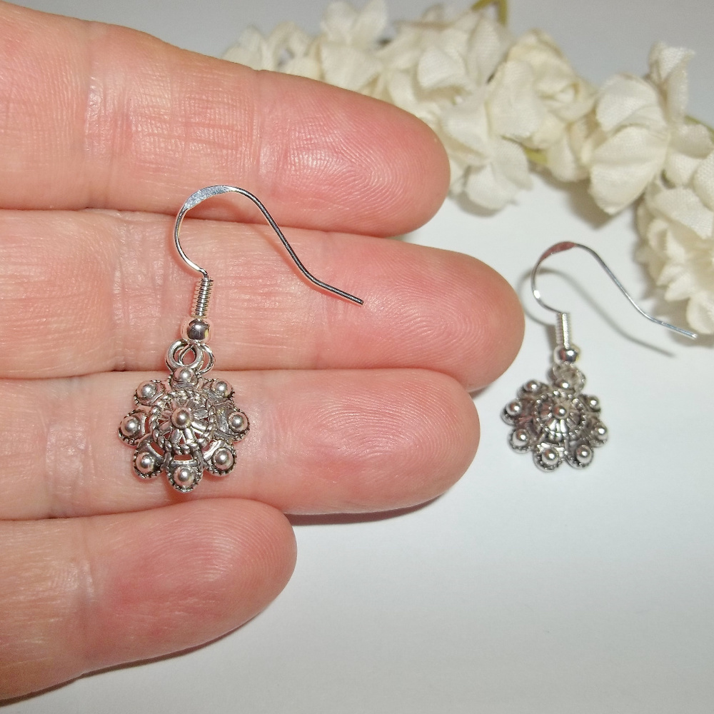 Small Silver Boho Earring Set Jewelry Women Minimalist Style Dangle Drop 1575 - Picture 3 of 9